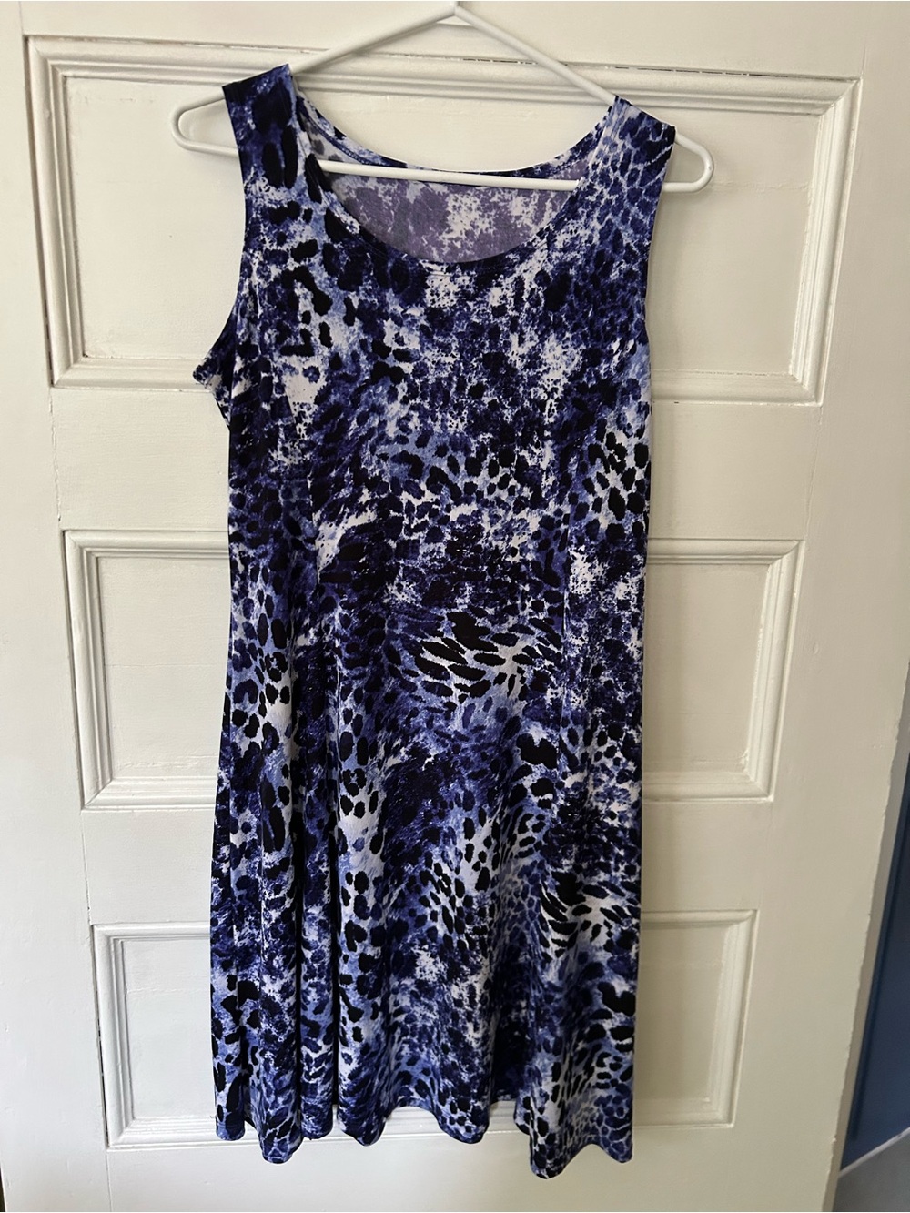 Sleeveless Purple Animal-Print Swing Dress